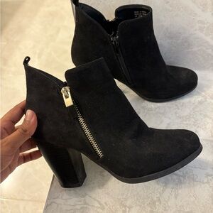 Call It Spring Black Ankle Booties with Chunky Heel